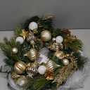 24 Inch Lighted Christmas Wreath with Golden Christmas Balls Ornaments, Pre-lit Xmas Wreath Battery Operated with 20 LEDs Lights, for Front Door Gate Wall Christmas Party Decorations