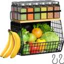 Ofiray-home Magnetic Shelf for Fridge with Wood Lid, Fruit Potato and Onion Storage Bins, Pantry Organizers & Storage, Large Container Magnetic Spice Rack for Refrigerator, Kitchen Counter (Black, 1)