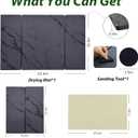 Large Stone Drying Mat for Kitchen Counter, 24"x16" Collapsible Quick Dry Dish Drying Mat, Water-Absorbent Marble Diatomaceous Earth Mats for Bottles Cups Dishes, Match Any Countertop
