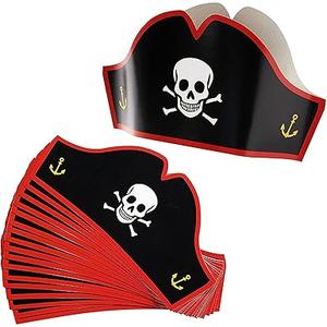 Juvale Cardboard Pirate Hats - Adjustable Party Hats for Halloween Pretend Play Party Favors - 24 Count