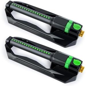 [1 Pack] RESTMO Heavy Duty Oscillating Sprinkler with Metal Base – Adjustable Flow Control Lawn Watering System, Covers Up to 3,600 Sq. Ft. for Garden, Yard