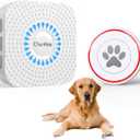 ChunHee Wireless Dog Door Bell, Smart Dog Potty Training to Go Outside Light Touch Activation Doggy to Ring to Go Potty Train, Adjustment Volume 55 Ringtones, Includes 1 Dog Buttons and 1 Receivers (1 White Receiver+1 White Button)