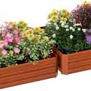 Outsunny 2 Piece Galvanized Raised Garden Bed, 3.3' x 3.3' x 1' Metal Planter Box for Growing Vegetables, Flowers, Herbs, Succulents, Dark Brown