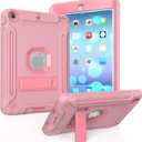 MAKEIT CASE iPad Mini Case, iPad Mini 3 Case Heavy Duty Hybrid Shockproof Protective Silicone and PC Hard Case Full-Body Rugged Protective Case with Kickstand for iPad Mini 1/2/3 (Rose Gold)