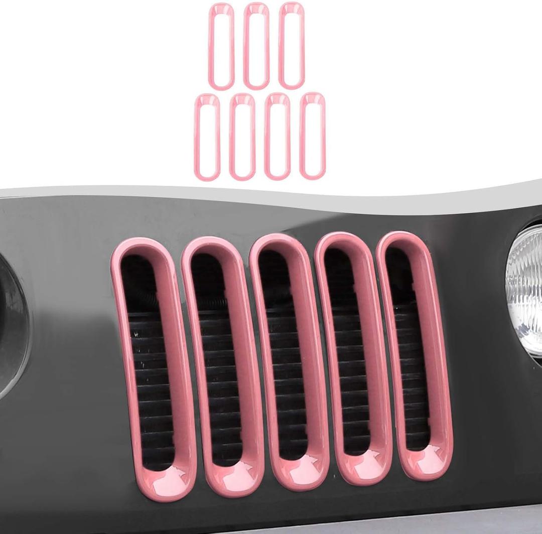Grill Insert Grille Inserts Cover Fit for 2007-2018 Jeep Wrangler JK JKU,Pink