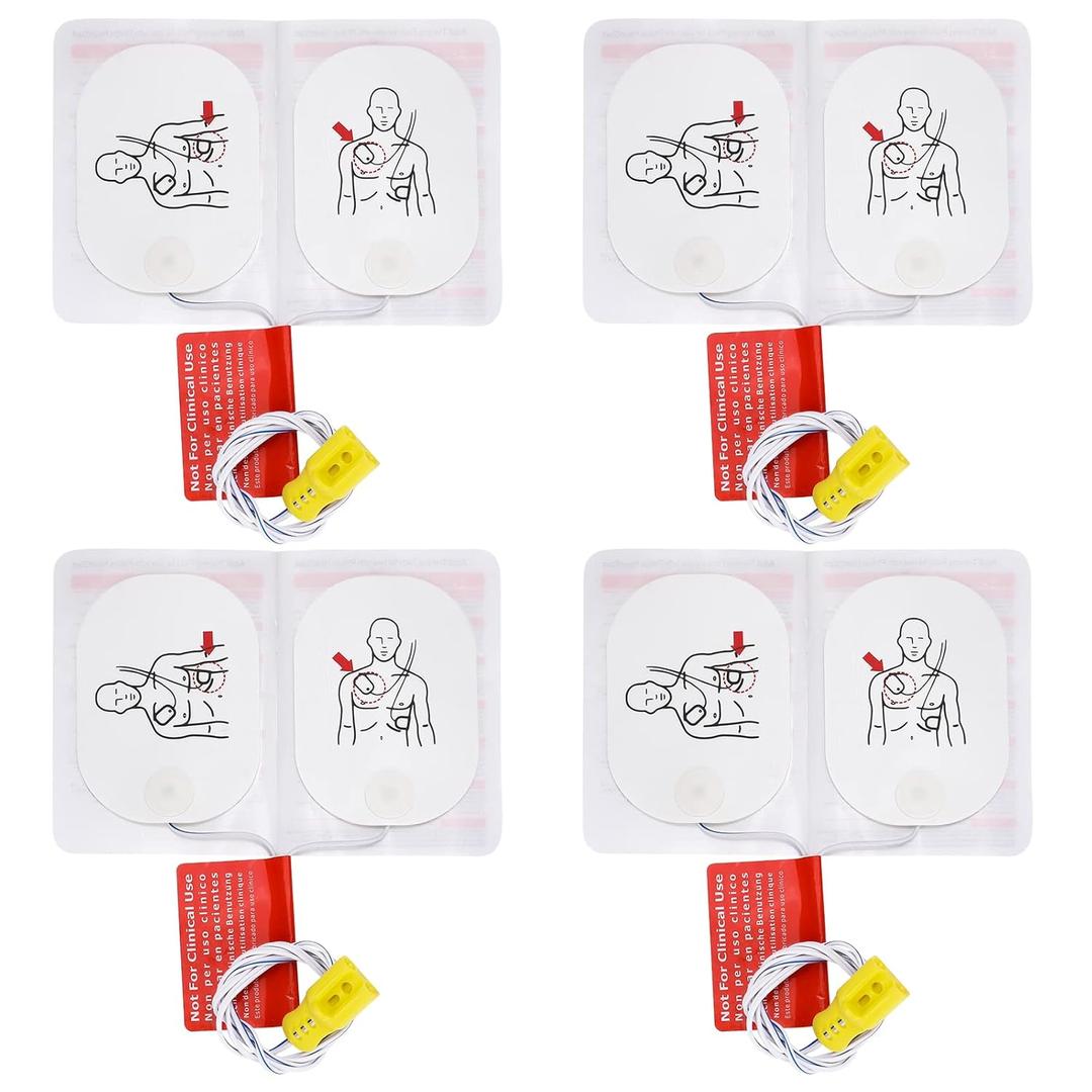 4 Pairs AED Pads - Reusable Adult AED Training Pads - AED Trainer Replacement Pads for Nurse Training and Student Learning