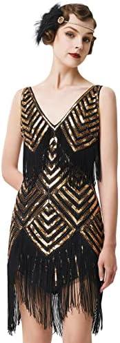 BABEYOND Women's 1920s Flapper Dress V Neck Slip Dress Roaring 20s Great Gatsby Dress for Party, 3XL