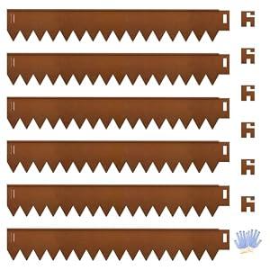 Gabviem Cor Ten Steel Landscape Edging 40" L x 6" H, Hammer-in Landscape Edging, Metal Garden Edging Border with 6 Clips & Gloves - Edge for Lawn Yard COR-Ten Steel (6 Pack)