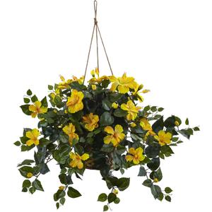 Nearly Natural Hibiscus Hanging Basket