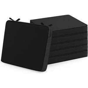 Outdoor Chair Cushions Set of 3: Waterproof & Fade Resistant Seat Cushion for Patio Furniture - 18.5 x 16 x 2 Inch Chair Pads with Ties and Hidden Zipper - Patio Chair Cushion Replacement, Black