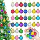 50 Pcs Christmas Mini Balls Ornaments,1.18 Inch Colorful Glitter Balls,Xmas Tree Small Decorative Hanging Decorations for Holiday Party DIY Craft Home Decor