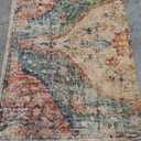 5x7 Rug, Washable Vintage Boho Carpet, Non Slip Low Pile Water Repellent Soft Print Pattern Indoor Rug for Living Room & Bedroom, Beige Red Green