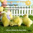 Pack of 3 Realistic Yellow Baby Duck Figurines - Lifelike Plush Ducklings Spring Duckies Farm Animal Easter Decoration Barnyard Ornaments Photo Props