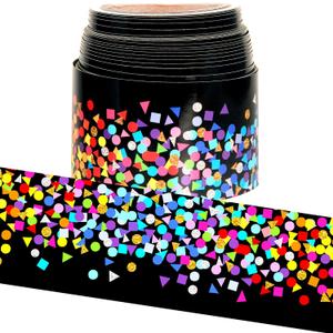 2 x Youngever 52.5 ft Bulletin Board Borders Confetti Border for Classroom Decoration, Confetti on Black