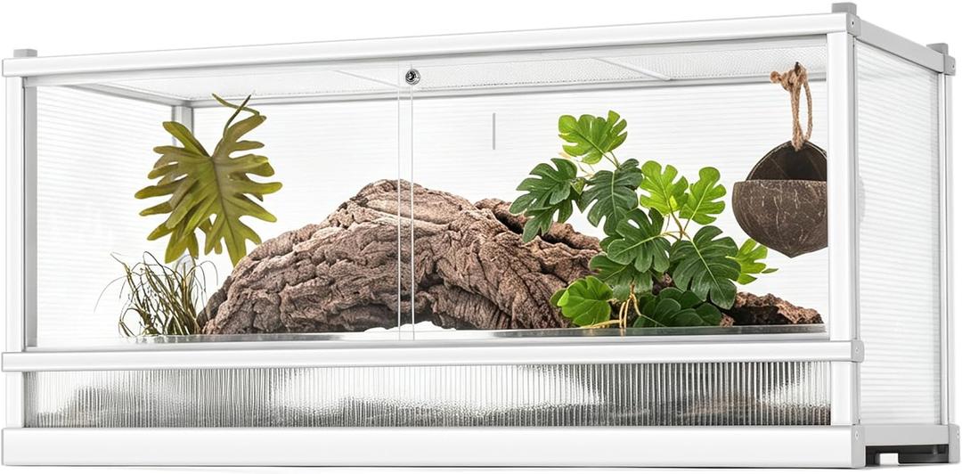 50 Gallon Reptile Tank, Reptile Enclosure for Easy Maintenance, Top Screen Ventilation & Glass Sliding Door 38''x18''x18''