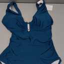 BMJL Women's Tummy Control Swimsuits Ruched Slimming One Piece Bathing Suit Deep V Neck Swimsuit, M, Blue