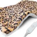 Full Weighted Electric Heating Pad for Back Pain & Period Cramps Relief, Heat Pad with 12 Heat Settings, Plush 2.3LB Hot Weighted Heated Pad (Leopard Print, 12''24'' BZ Brown)