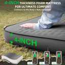 Self Inflating Sleeping Pad with Electric Pump, 4" Ultra-Thick Memory Foam Camping Sleeping Mat with Pillow, 9.5 R-Value Insulated Camping Pad Mattress for Travel Car Tent (Grey-4Inches)