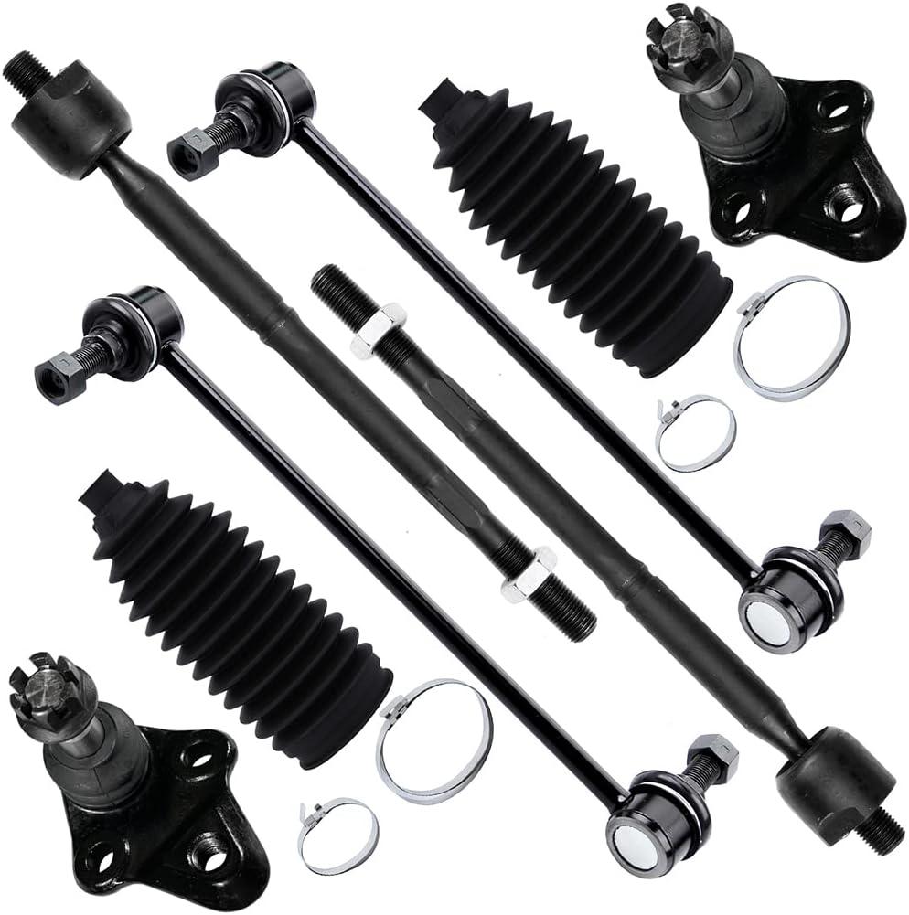 SCITOO 8pcs Front Suspension Kit Inner Tie Rod End w/Boot fit 2004-2009 for Toyota for Prius with Lower Ball Joint Sway Bar Link
