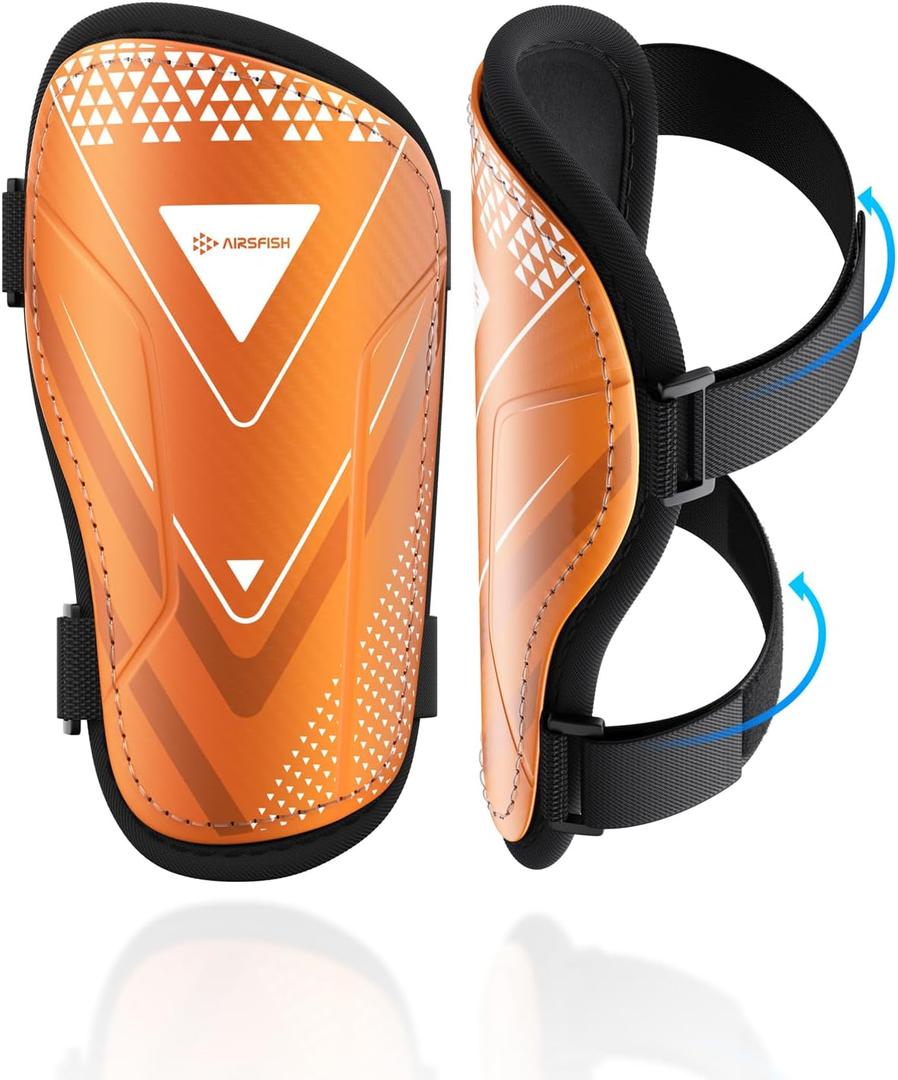 Shin Guards Soccer Kids Youth, CE Certified Airsfish Shin Guard Protection Gear for 2-18 Years Old Boys Girls Teenagers High Impact Resistant Breathable Comfortable 1 Pair 4 Sizes, Small