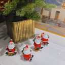 Christmas Miniature Figurines, 4PCS Mini Christmas Santa Claus Ornaments Christmas Miniature Ornament Resin Santa Figurines for Xmas Santa Claus Decoration Christmas Party Supplies