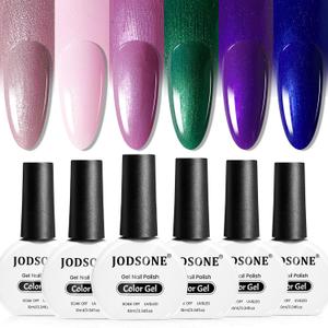 2 x JODSONE 10ml Gel Nail Polish Set Glitter 6Colors Dark Green Glitter Pink Deep Blue Gel Polish Lacquer Glossy Art for Nail and Salon Need U V Lamp