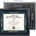 11x14 Diploma Degree Frame with Navy Mat or Display 15x18 Certificates without Mat,Solid Wood,Black Finish with Intricate Black Rope Detail,UV Protection Acrylic