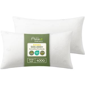 Ashler Home Deco Throw Pillows Insert- 12x20 Pillow Inserts with Air Layer, Premium Bed and Couch Pillows - Indoor Decorative Throw Pillow, Lumbar Cushion Sham Stuffer, Pack of 2, White