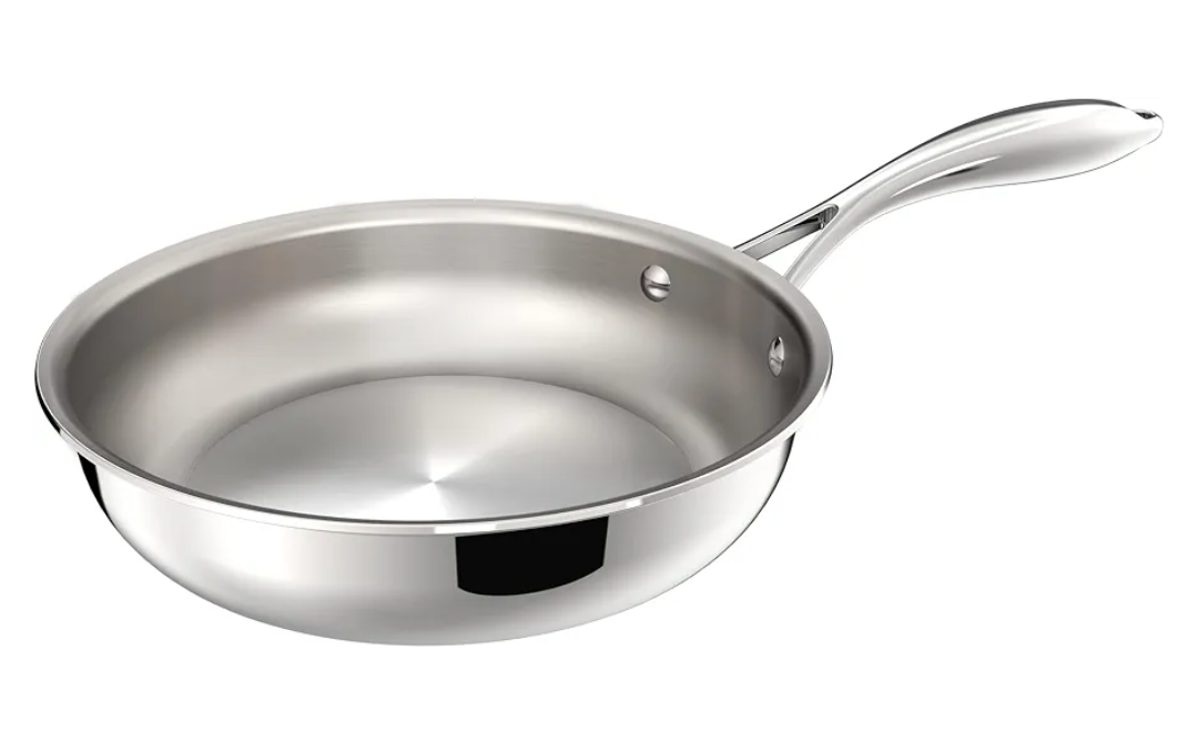 8 Inch Stainless Steel Frying Pan, 5-Ply Stainless Steel Pan, Dishwasher and Oven Safe, Induction Pan, Even Heat Distribution