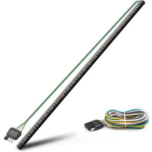 MICTUNING 48 Inches Triple 360 LEDs Tailgate Strip Light Waterproof with 4-Way Flat Connector - 5 Functions Sequential Amber Turn Signal, Red Brake Running, White Reverse Lights