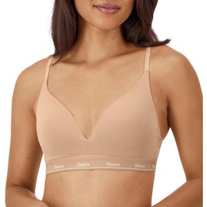 Hanes Women's Originals Full Coverage Contour Wireless Stretch Cotton T-Shirt Bra (Beige)