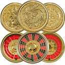 Wheel of Fate Dice Spinner ,DND 7-in-1 roulette dice , metal Dragon D&D dice set, with Gorgeous Gift Box for Dungeons and Dragon and Tabletop Game (Golden 7 in 1)