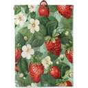 Mounidso Strawberry Blanket, Strawberry and Blossoms Themed Flannel Blanket Gifts for Women, Soft Warm Lightweight Blankets for Living Room Home Travel Decor 50" x 60"