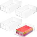 4 PCS Acrylic Napkin Holder, 8.8 x 5.2 x 2.4 inch Towel Paper Storage Tray, Clear Napkin Tray for Kitchen, Dining Table, Parties