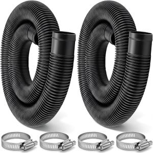Jadive 2 Pack Pool Pump Replacement Hose Kit Heavy Duty Flexible Filter Hoses 1.5" Diameter 39" Long for Above Ground Pools Skimmers and Sand Filters UV Resistant with 4 Stainless Steel Clamps(Black)