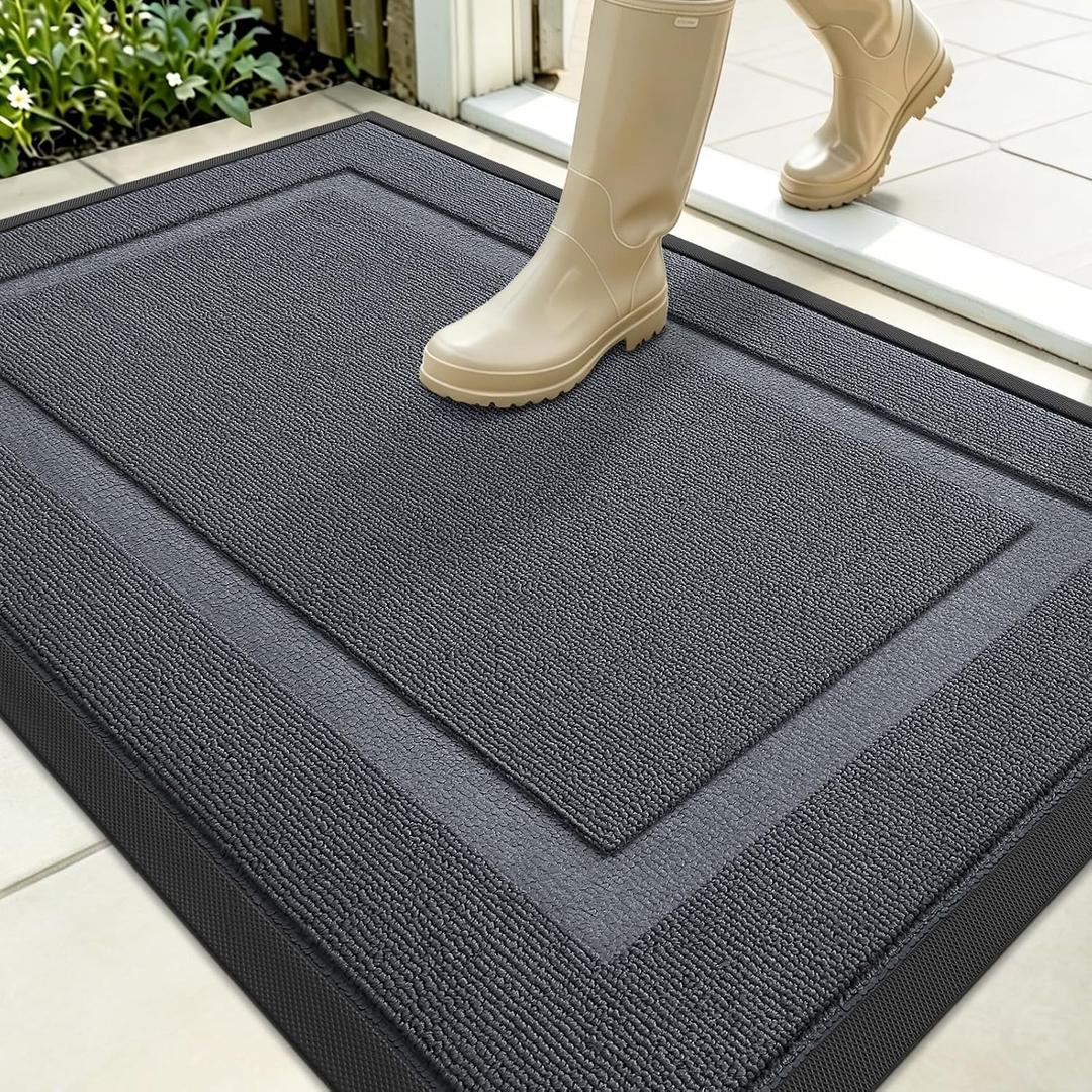 OLANLY Front Door Mat Outside 35x23, All-Season Heavy-Duty Rubber Doormat