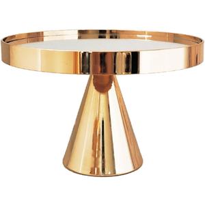 8 Inches 20cm Gold Round Mirror Cake Stand Cupcake Stands Metal Pedestal Holder, Party Dessert Cheese Display Plate for Wedding Party Birthday Baby Shower Celebration Home Decoration