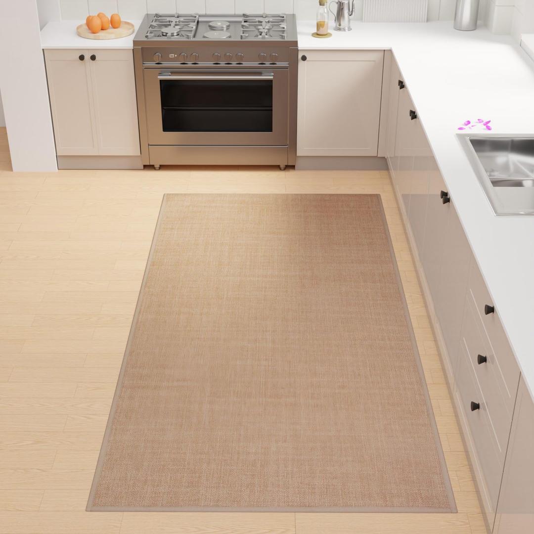 SUMLANS Kitchen Mat, Cushioned Non-Slip Rugs for Kitchen Floor, Absorbent Runner Comfort Standing Mats Washable for Kit, Office, Home (Camel, 35.4"x71")