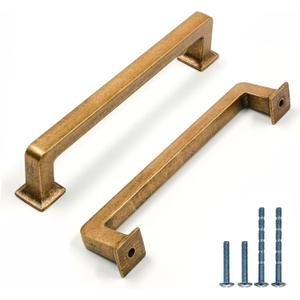 10 Pack 5 Inch(128mm) Kitchen Cabinet Handles Antique Brass Cabinet Pulls Vintage Retro Kitchen Cabinet Hardware Drawer Pulls for Dresser Cupboard Wardrobe