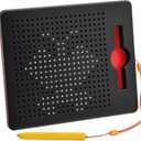 Magnetic Drawing Board for Toddlers & Kids - Toddler Doodle & Sketch Toys, Includes Magnet Stylus Pen and Beads for Girls & Boys, Travel & Car Ride Activities (Square Black)