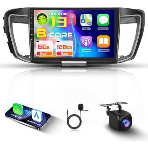 8Core 6G+128G Car Radio for Honda Accord 9th 2013 2014 2015, Rimoody Android 13 Car Stereo Carplay Android Auto 10.1 Inch Touch Screen GPS 4G-WiFi Bluetooth FM/RDS DSP Mirror Link Backup Camera