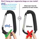 PBnJ Baby Stroller Hooks, 6.6" Extra Large Carabiner Clip, 2 Pack Heavy Duty Stroller Clips for Hanging Bags, Patented Foam Handle Mommy Hook, Stroller Accessories for Shopping Purse Grocery Bag