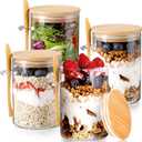 DWTS DANWEITESI Overnight Oats Containers with Lids,16oz Overnight Oats Jars 4 Pack, Oatmeal Cups,Glass Meal Prep Containers with Lids