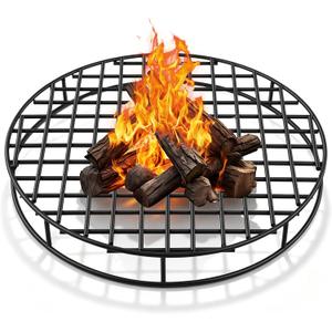 24" Fire Pit Grate Round Heavy Duty Steel Raised Firepit Grate
