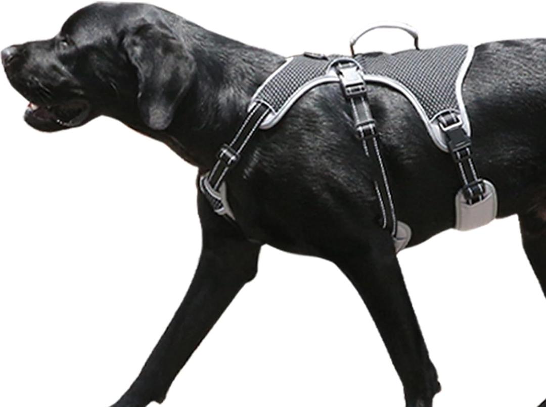 No Escape Dog Harness, Escape Proof Harness, Fully Reflective Harness with Padded Handle, Breathable,Durable, Adjustable Vest for Medium Dogs Walking, Training, and Running Gear (Black, XL) (X-Large (Pack of 1))