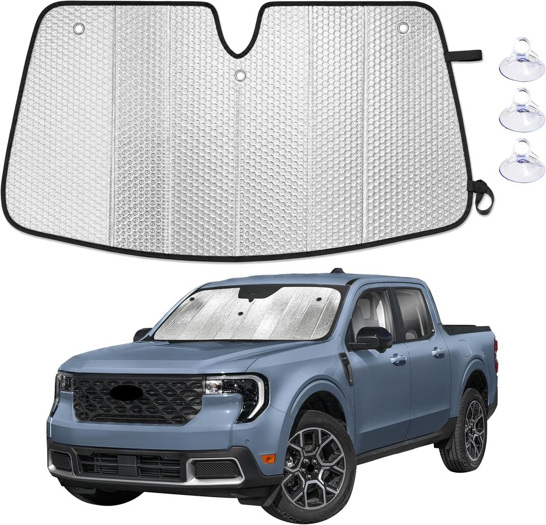 EcoNour Foldable Sun Shade Fit for Ford Maverick 2021-2024 2025 2026 | Accordion Windshield Sun Shade, Front Car Window Shades Sun Visor, Blocks UV Rays & Heat, Car Accessories