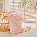 Ruffled Toddler Blanket Ruffle Comforter for Baby Toddler Girls, Soft Cozy Cute Quilted Blanket Breathable Microfiber Comfortable Down Alternative Small Size Quilt with Ruffle - 39"x 47" Light Pink