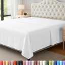 Queen Size Flat Sheet Only, Ultra Soft & Breathable Hotel Sheets, White