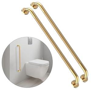 32 Inch Anti Slip Shower Grab Bar Gold, Munzong 2 Pack Bathroom Grab Bar, Knurled Bathroom Balance Bar, Safety Hand Rail Support Handicap Elderly Injury Senior Assist Bath Handle
