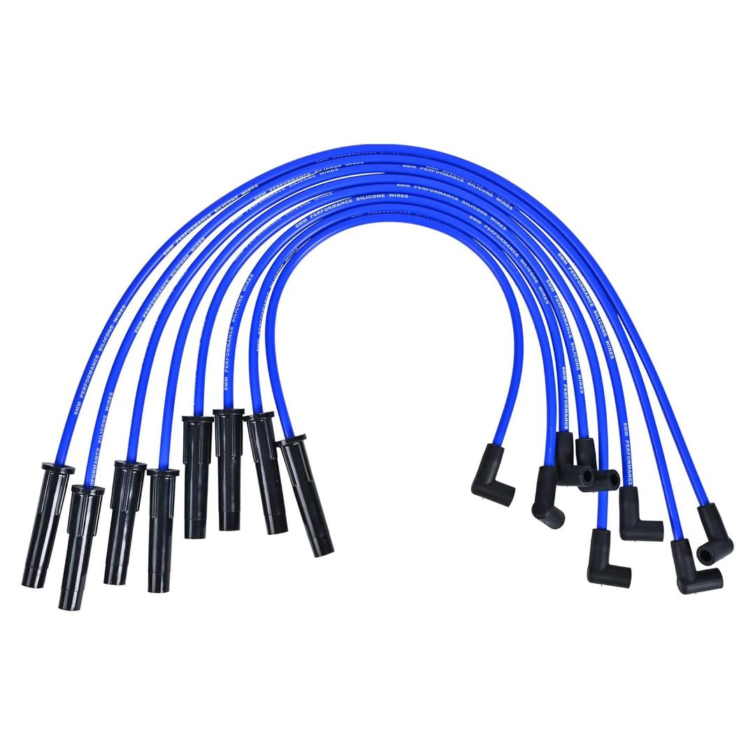 RLP Spark Plug Wires Set Silicone Blue 8.0mm Replacement for Buick Alternate, Pack of 6